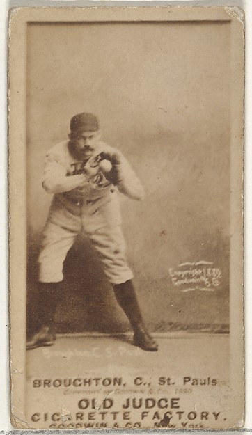 Goodwin & Company, Cecil Calvert "Cal" Broughton, Catcher, St. Paul Apostles, from the Old Judge series (N172) for Old Judge Cigarettes