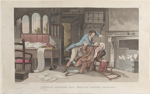 Thomas Rowlandson, Conflict Between Quae Genus and Lawyer Gripe-all