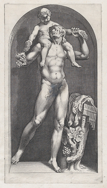 Cornelis Cort, Bacchus on the Shoulders of a Satyr, from "Speculum Romanae Magnificentiae"