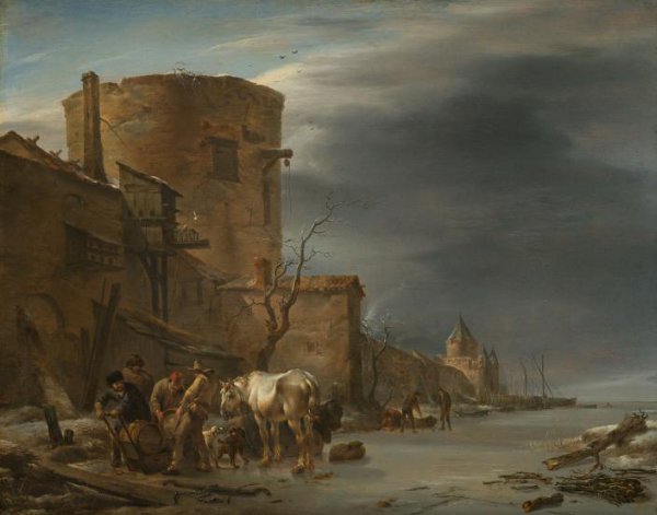 Nicolaes Pietersz Berchem, The City Wall of Haarlem in the Winter