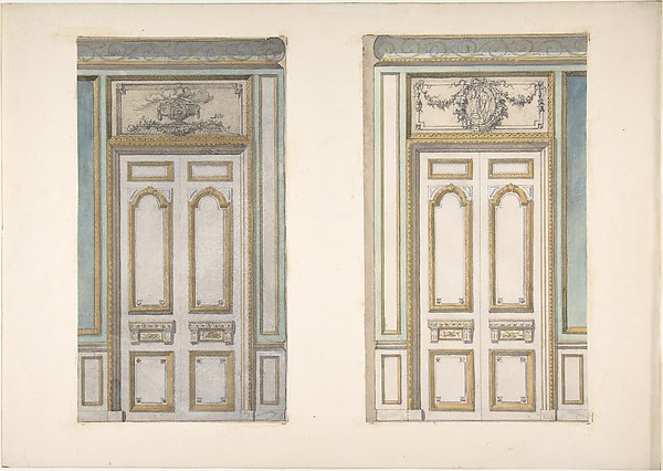 Jules-Edmond-Charles Lachaise, Two Designs for Doorways with Alternate Overdoor Decoration