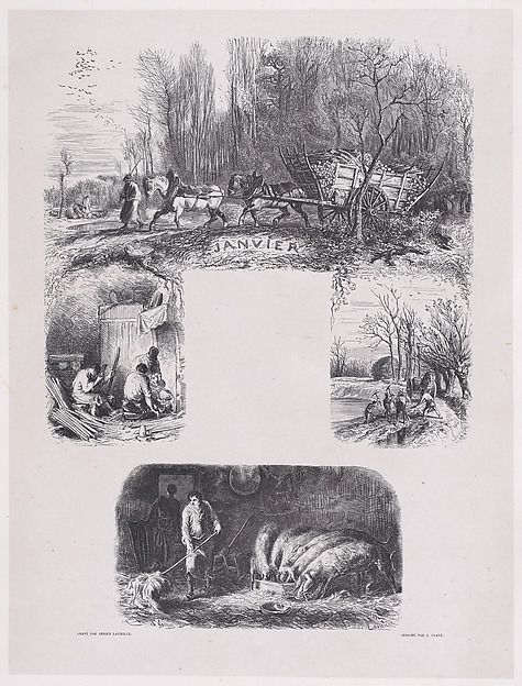 Charles Jacque, January, from "Album of Rustic Subjects"