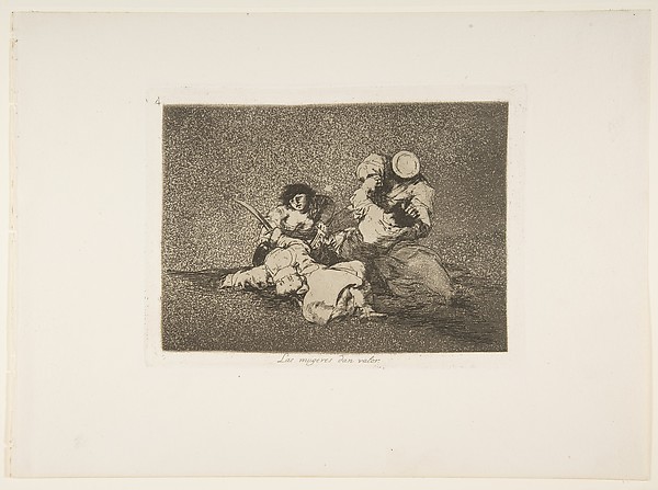 Goya (Francisco de Goya y Lucientes), Plate 4 from "The Disasters of War" (Los Desastres de la Guerra): 'The women give courage' (Las mugeres dan valor)