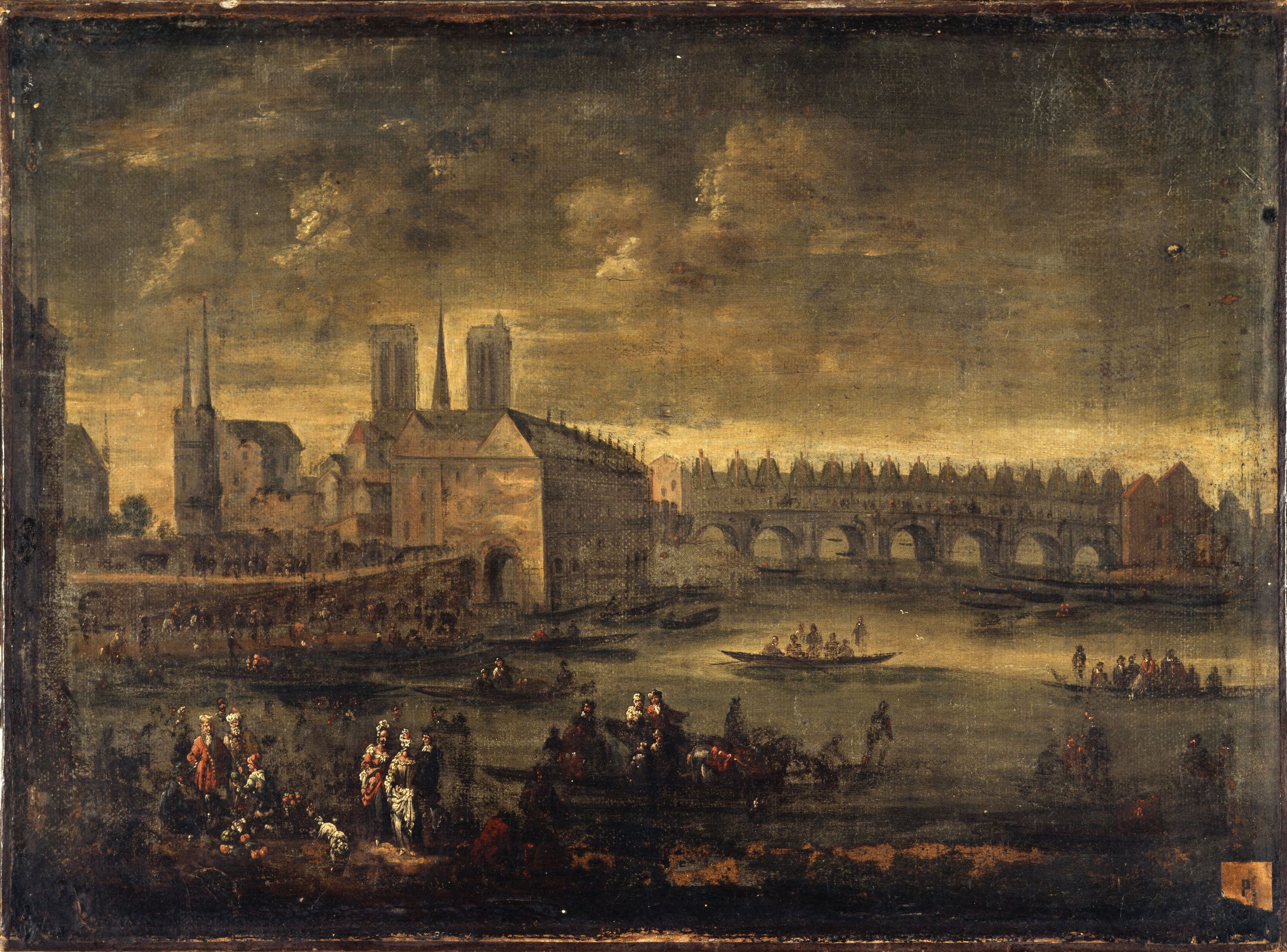 Anonyme, La cité et le Pont Saint-Michel, vers 1650