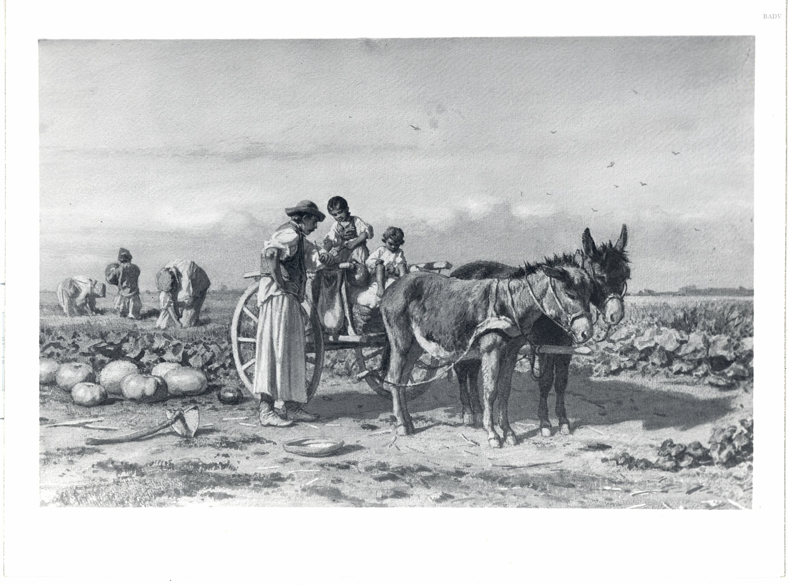 August von Pettenkofen, Ernteszene mit Eselgespann