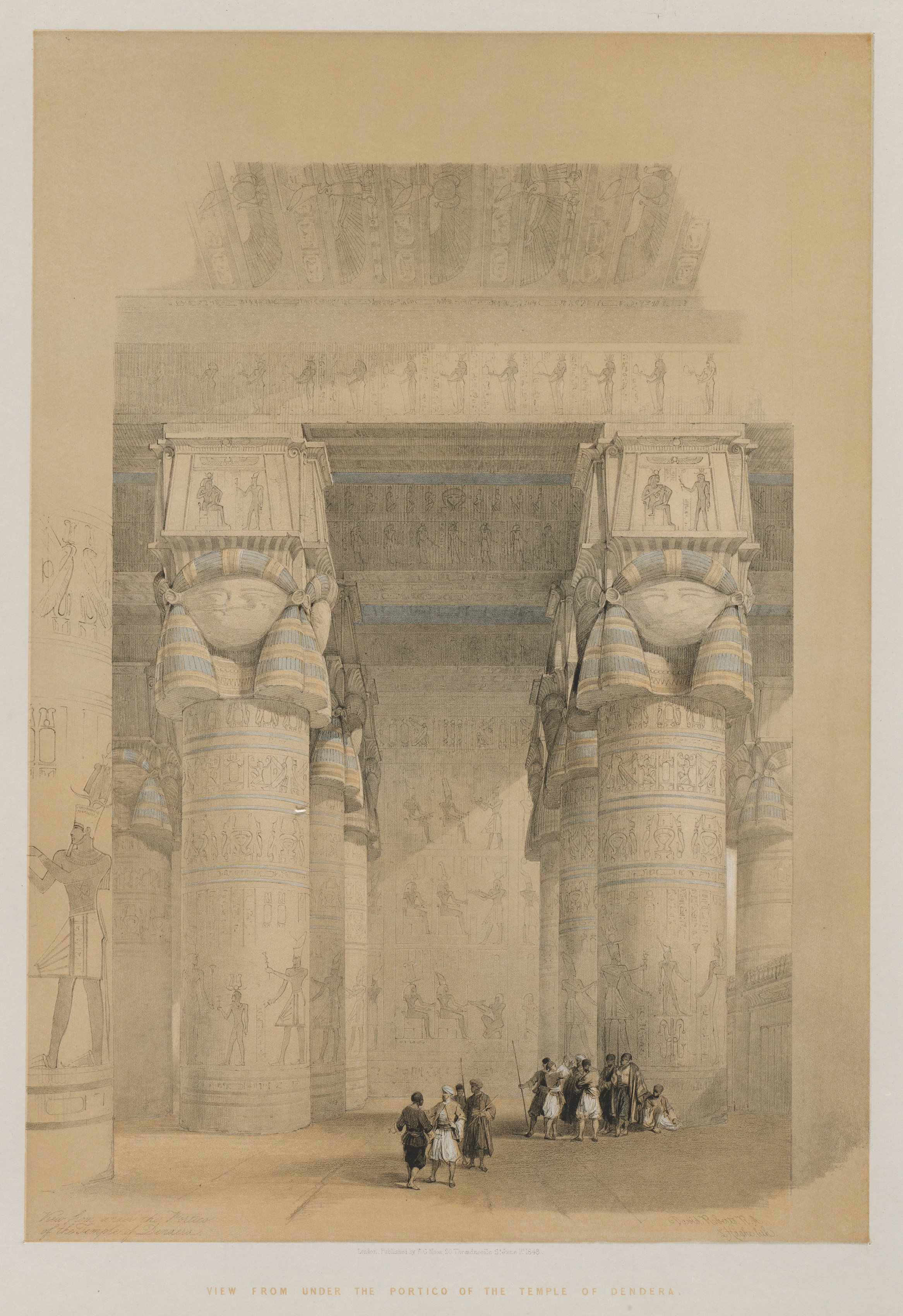 Louis Haghe, Egypt and Nubia, Volume II: View from Under the Portico of the Temple of Dendera