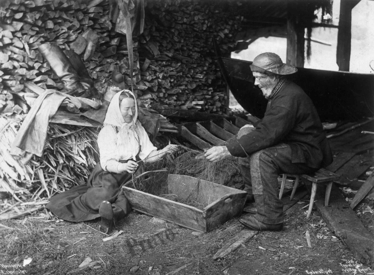 Anders Beer Wilse, Laksefiske Klargjøring av fiskegarn.
