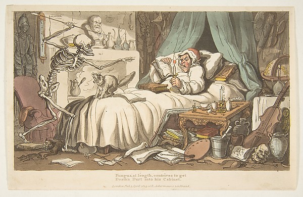 Thomas Rowlandson, The Antiquary's Last Will and Testament (The English Dance of Death, plate 2)