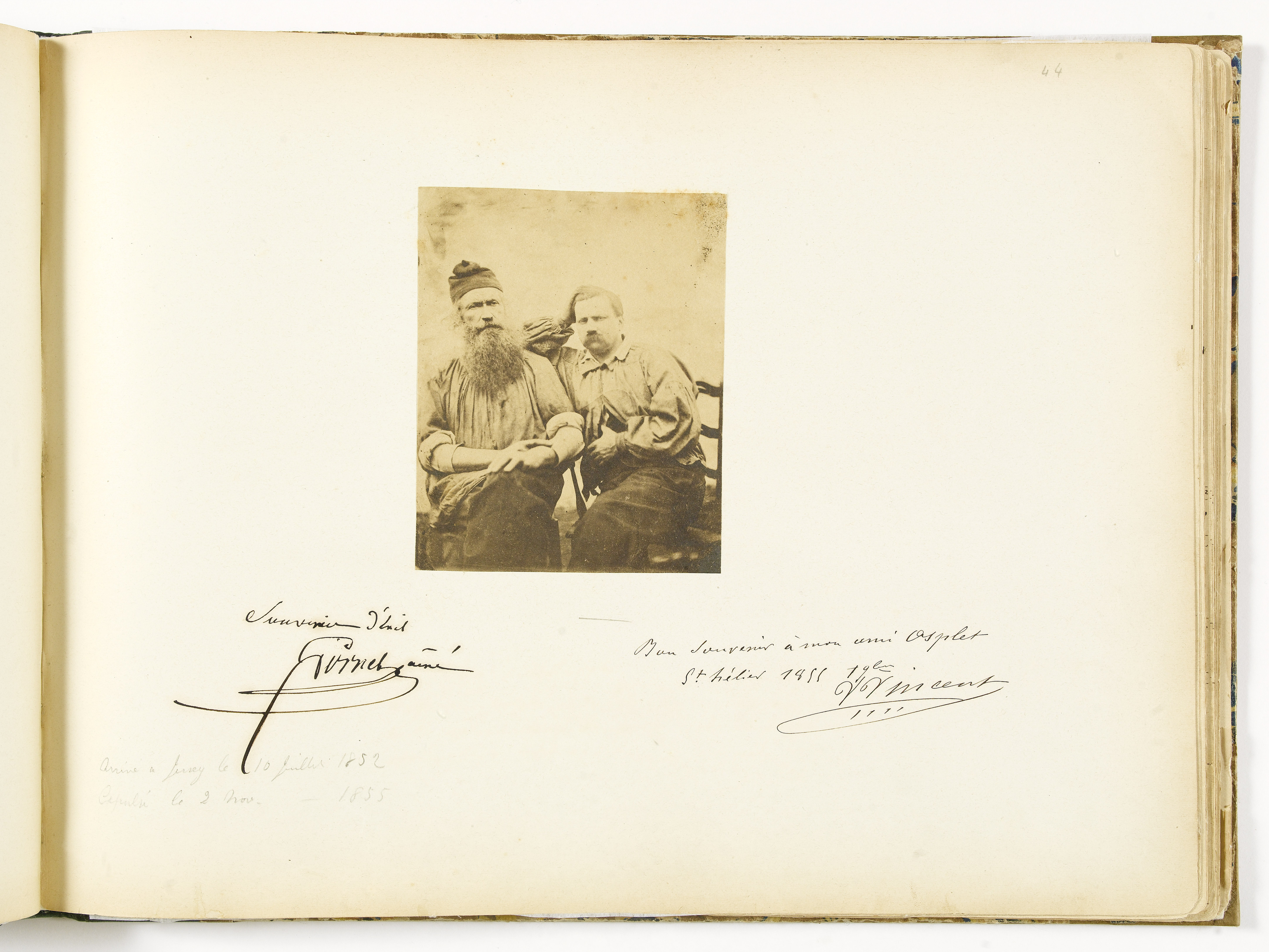 Anonyme, Album Asplet folio 44, les proscrits Gornet et Vincent avec dédicaces à Philippe Asplet