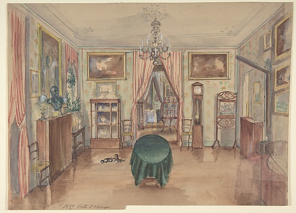 Anonymous, French, 19th century, Drawing of an Interior: Salle à manger