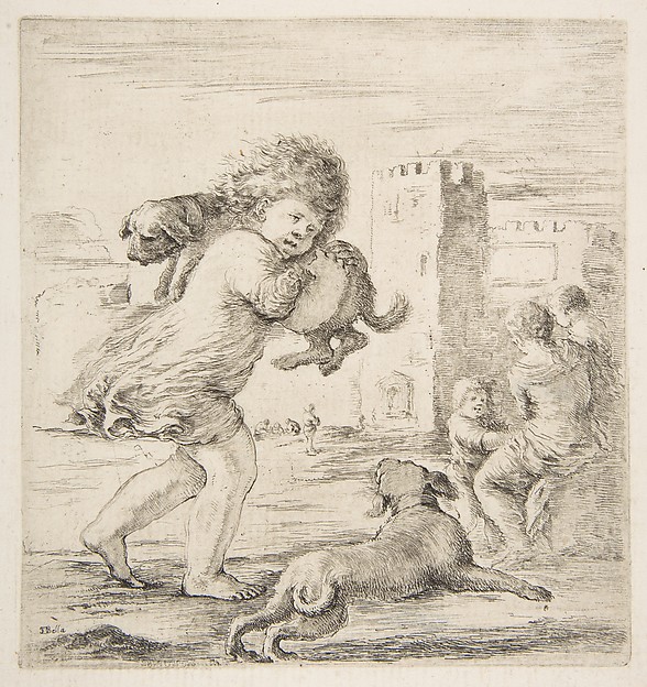 Stefano della Bella, Child Carrying a Puppy on his Shoulder
