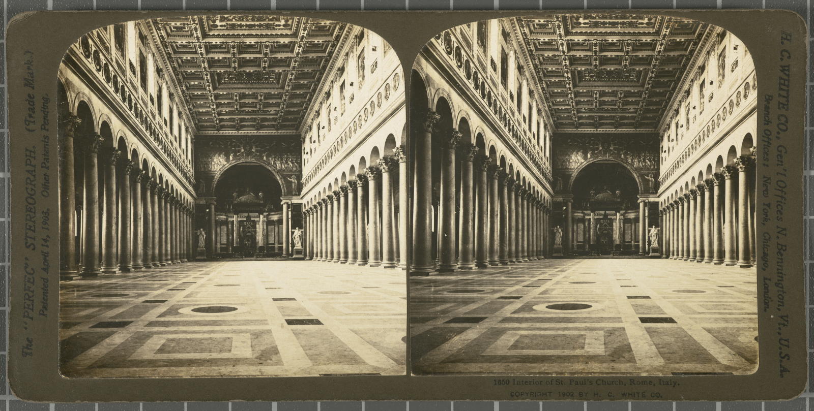 Desconegut, Interior of St. Paul’s Church, Rome, Italy. White, H.C. & Co., The\ ‘Perfec\’ Stereograph