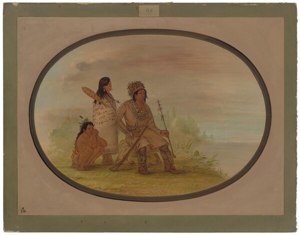 George Catlin, An Old Nayas Indian, His Granddaughter, and a Boy