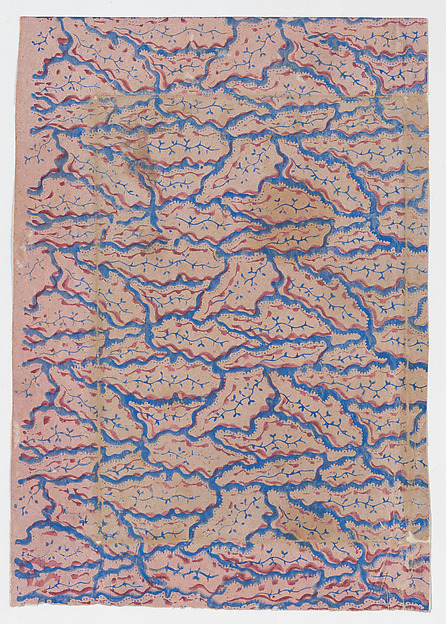 Anonymous, Pink sheet with overall blue abstract pattern