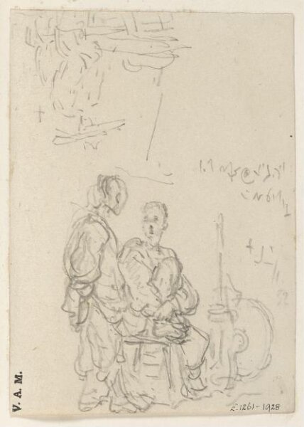 George Chinnery, Two Chinese figures with barber's equipment