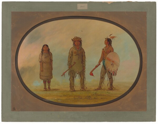 George Catlin, Athapasca Chief, His Wife, and a Warrior