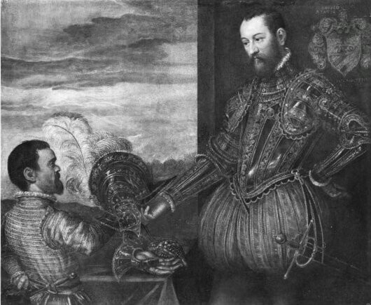 Jacopo Tintoretto, Männliches Doppelbildnis des Scipio Glusona und Jacomo Tento (Zwerg)