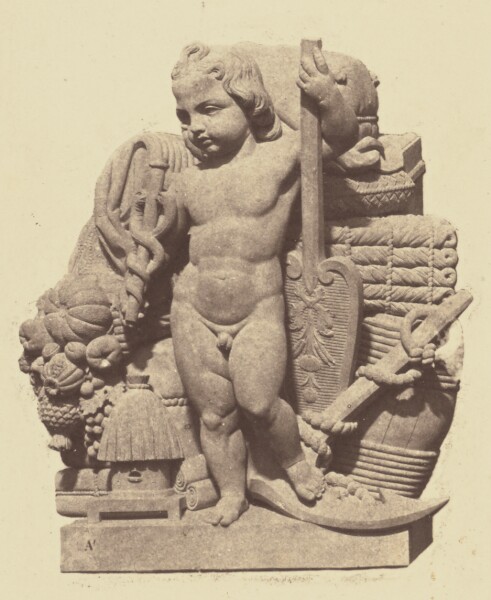 Édouard Baldus, ["Le Commerce", Sculpture by Sébastien Delarue, Decoration of the Louvre, Paris]