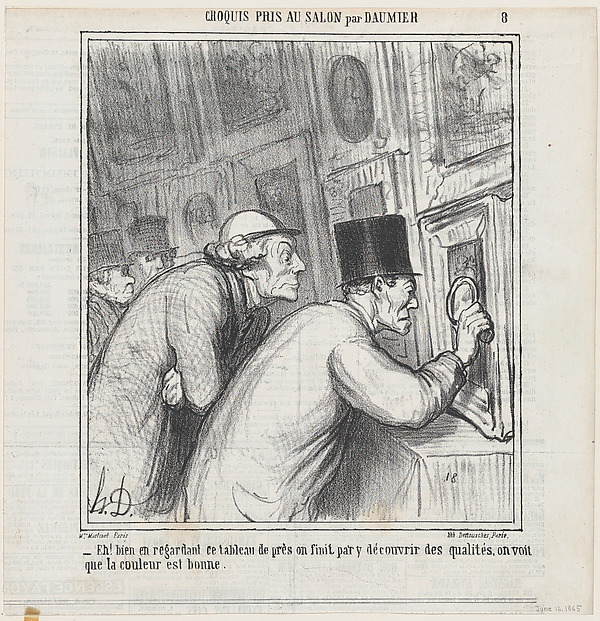 Honoré Daumier, Well, if you look very closely, you might end up finding some quality! The color seems to be good., from 'Sketches from the Salon,' published in Le Charivari, June 16, 1865