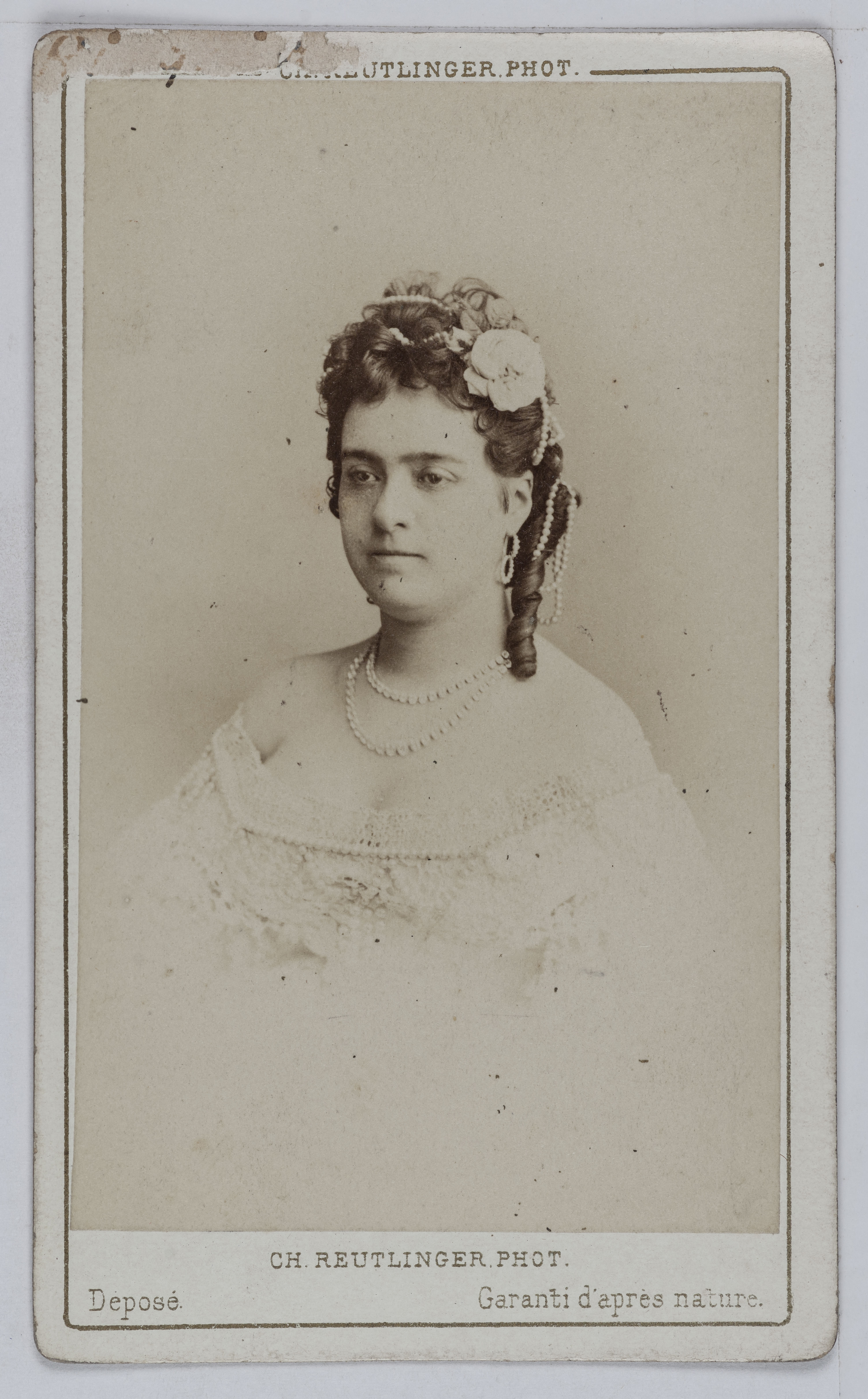 Charles Reutlinger, Portrait de Marie Edile Riquier (1832-1911), actrice au Théâtre du Gymnase en 1850 et à la Comédie Française entre 1856 et 1884.
