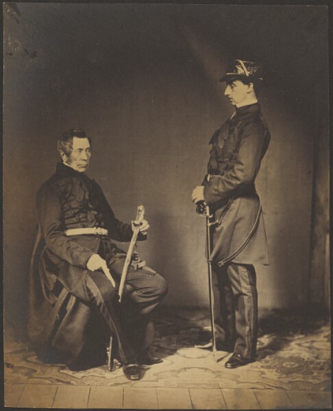 Roger Fenton, Lt. Gen. Sir Burgoyne, G.C.B. Seated in Dress Uniform with Aide to his Right
