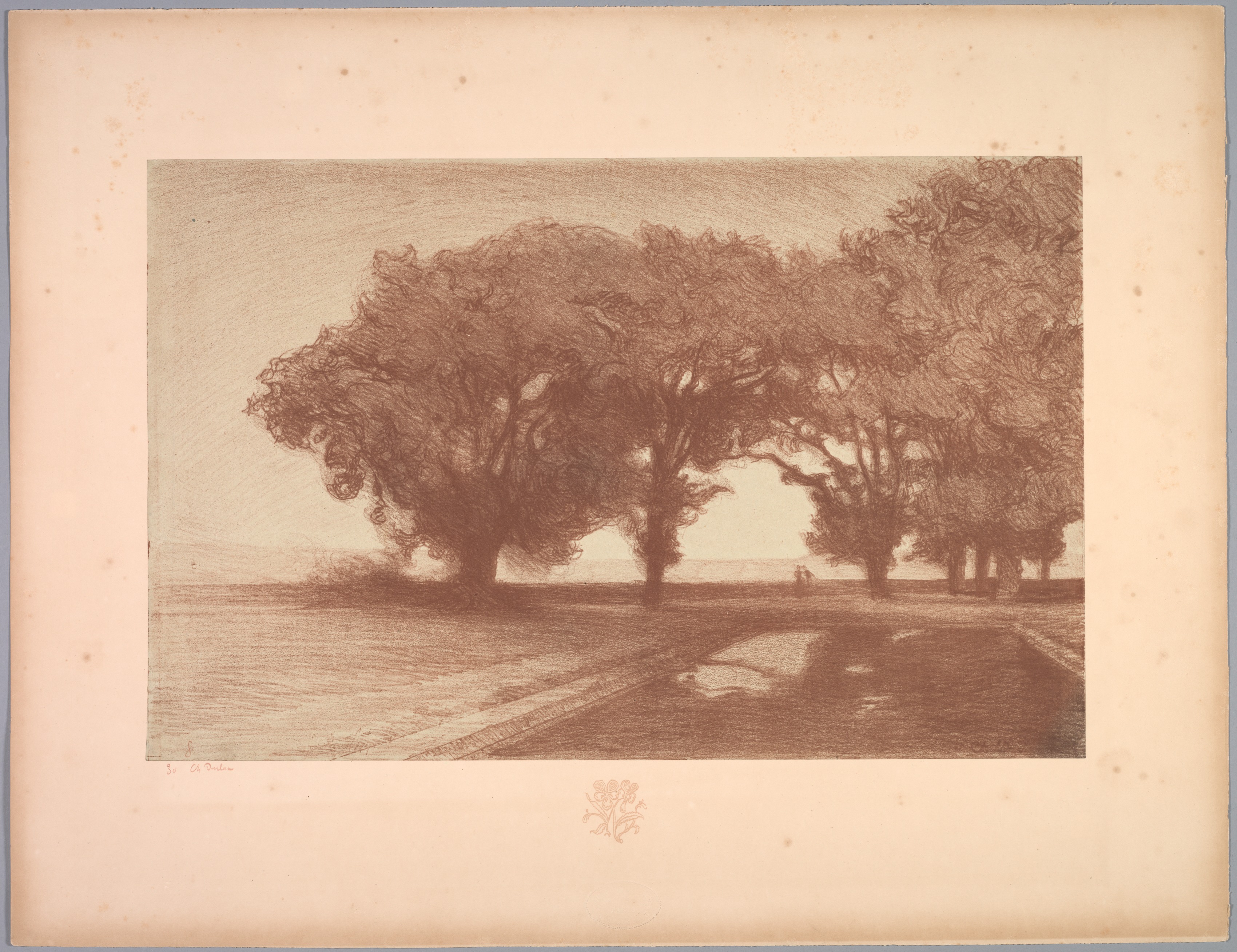 Charles Marie Dulac, Suite de Paysages: Landscape, Plate 8, Remarque, Pansies