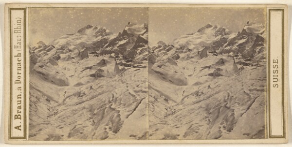 Adolphe Braun, Canton des Grisons. Haute Engadine; pic Bernina (12475'), pic Rosegg (12092') et glacier de Morteratsch.
