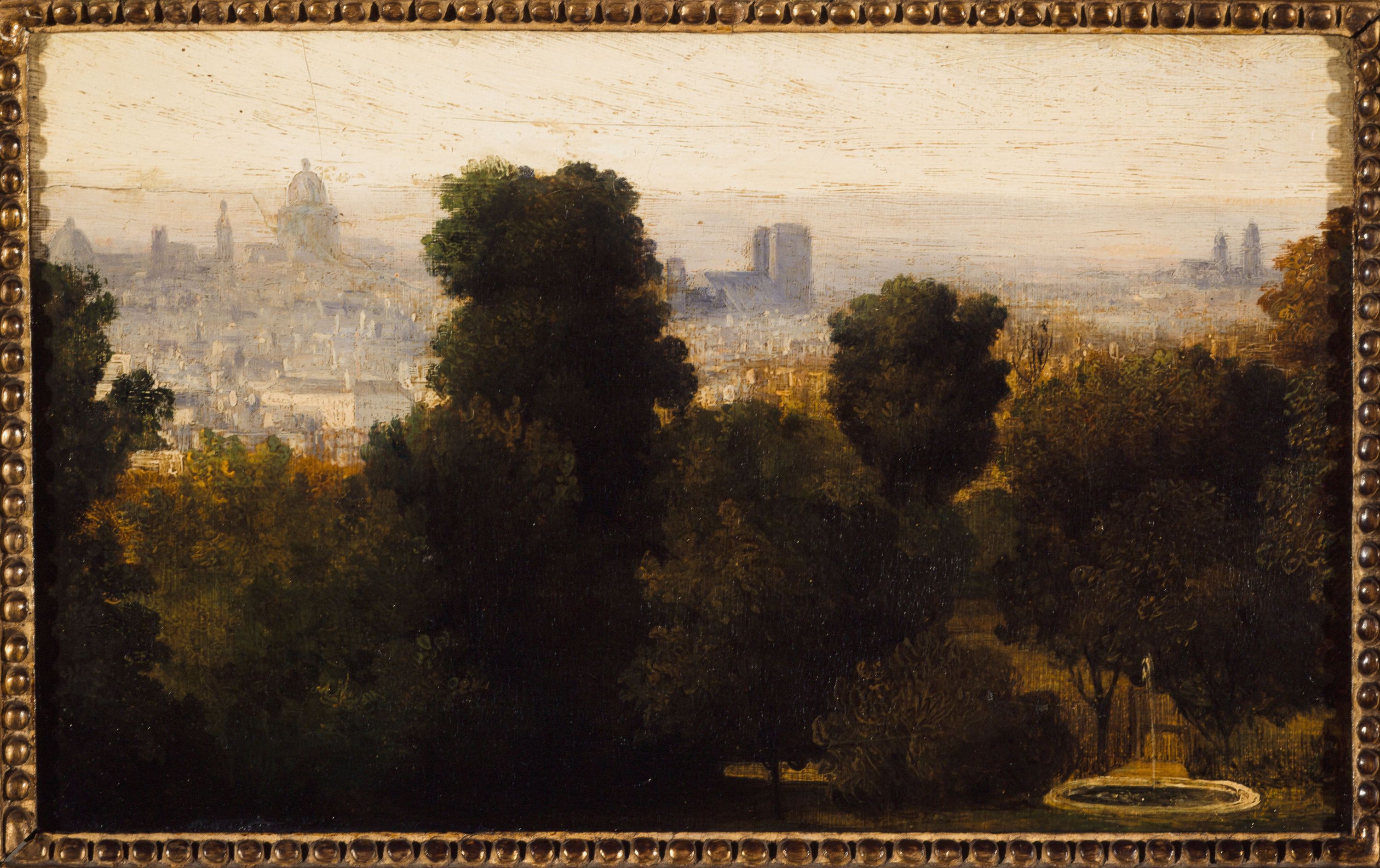 Anonyme, Paris vu des hauteurs de Belleville; vers 1840, actuel 19ème arrondissement.