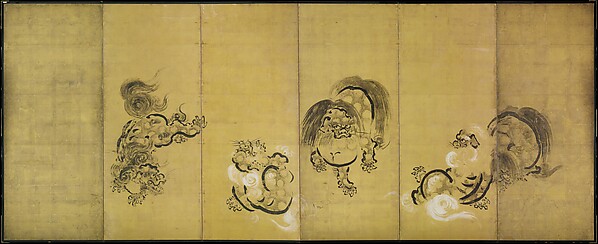 Hanabusa Itchō, Bugaku Dances (front); Chinese Lions (reverse)