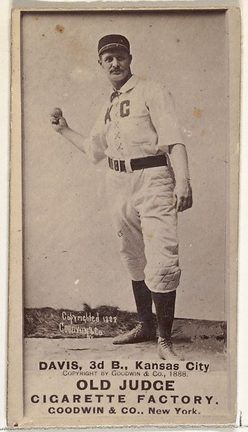 Goodwin & Company, James J. "Jumbo" Davis, 3rd Base, Kansas City Cowboys, from the Old Judge series (N172) for Old Judge Cigarettes
