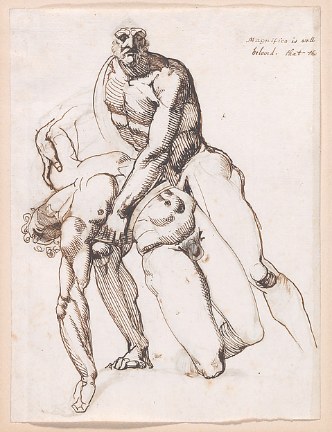Henry Fuseli, Menelaus and Patroclus, after the Antique (recto and verso)