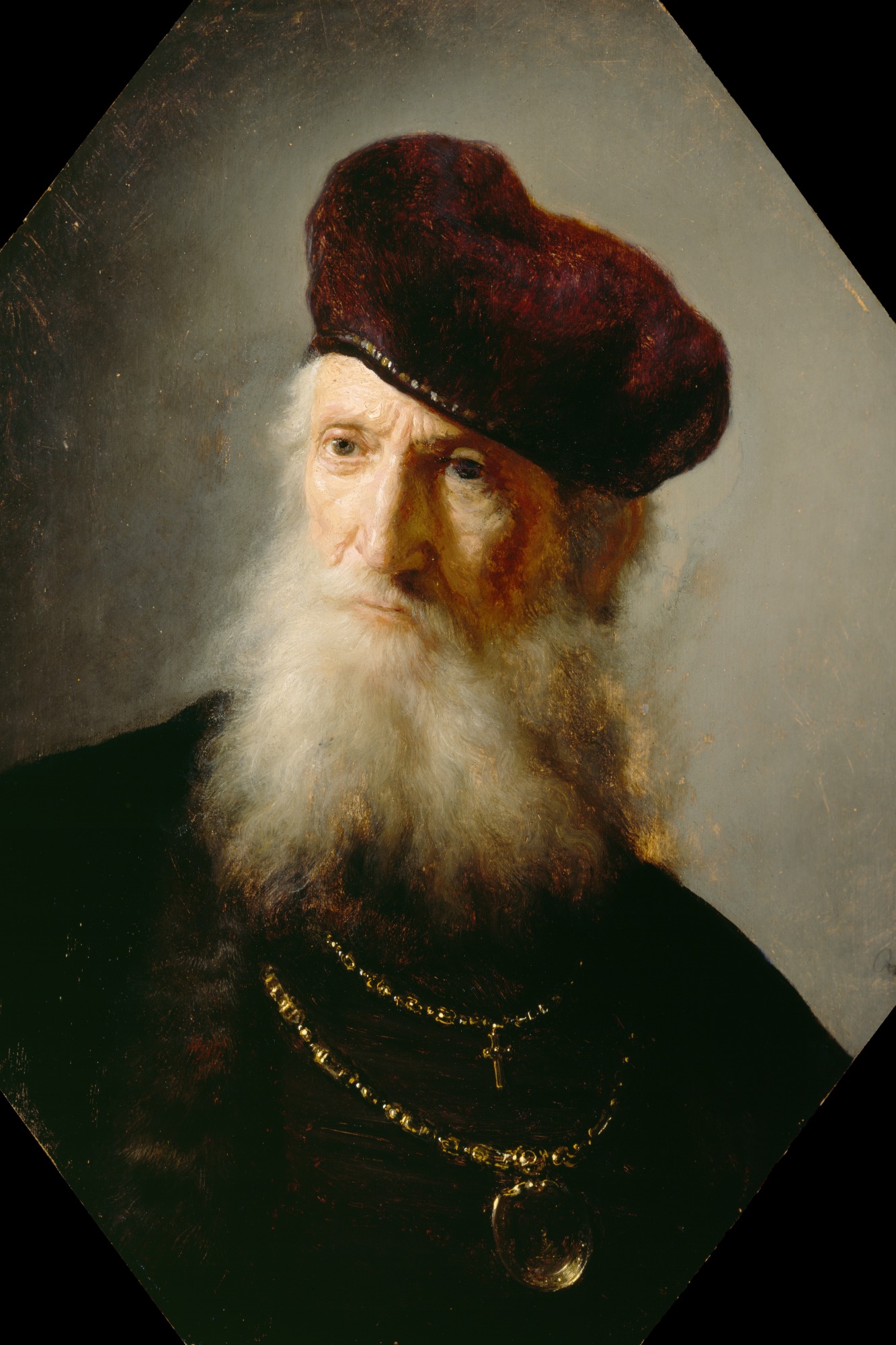Rembrandt, Head of a Bearded Old Man in High Beret