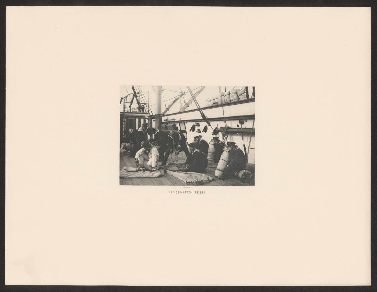 AlexanderHauger, Hängemmatten Fest! (aus der Serie "Bord-Scenen - Bilder aus dem Schiffsleben der K.u.K. Kriegsmarine")