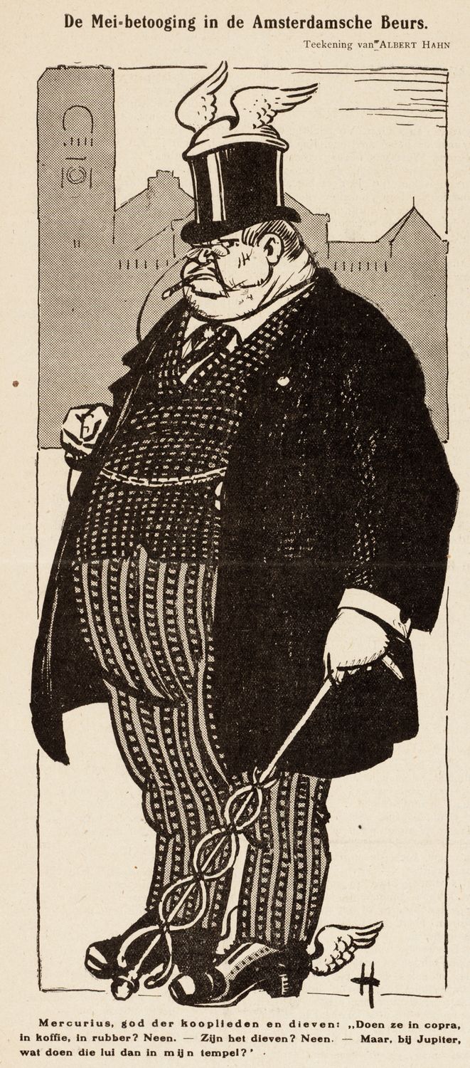 Hahn, Albert,draughtsman., De Mei-betooging in de Amsterdamsche Beurs