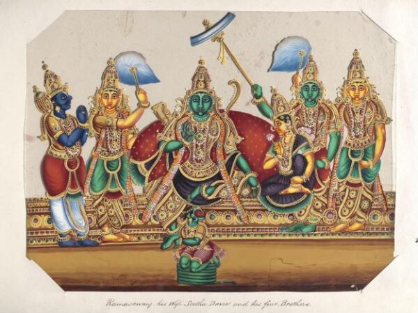 Unknown, One of twenty mica paintings depicting Hindu deities and festival processions with decorated cars.