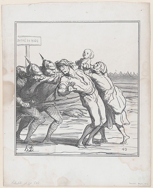 Honoré Daumier, Calling their reserve conscripts to the colors, from 'News of the day,' published in "Le Charivari"