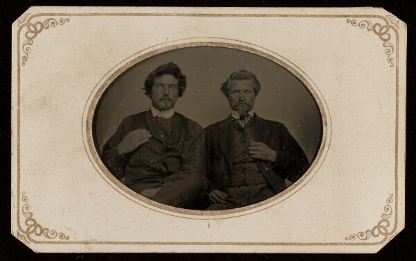 Unknown, [Portrait of Two Seated Men with Moustaches and Goatees]