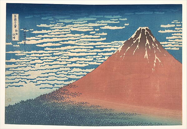 Katsushika Hokusai, South Wind, Clear Sky (Gaifū kaisei), also known as Red Fuji, from the series Thirty-six Views of Mount Fuji (Fugaku sanjūrokkei)