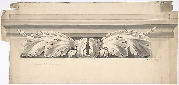 Anonymous, British, 19th century, Design for an Entablature Carved with Acanthus