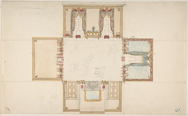 Anonymous, British, 19th century, Plan and Elevations of a Room