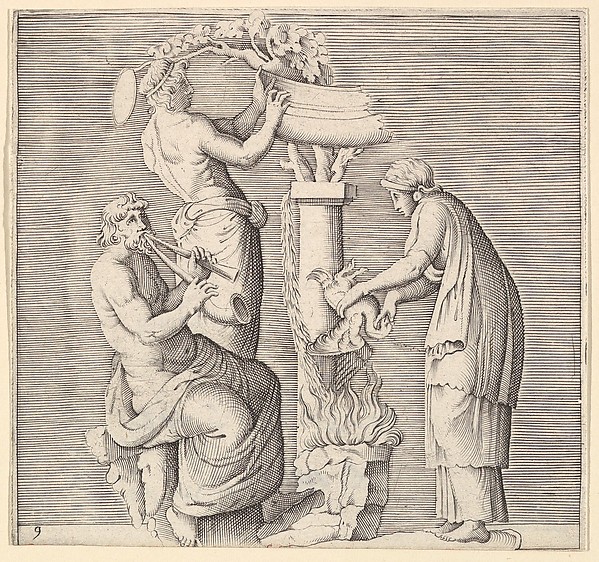 Anonymous, Italian, 16th century, Sacrifice of a Swan, from "Ex Antiquis Cameorum et Gemmae Delineata/ Liber Secundus/et ab Enea Vico Parmen Incis"