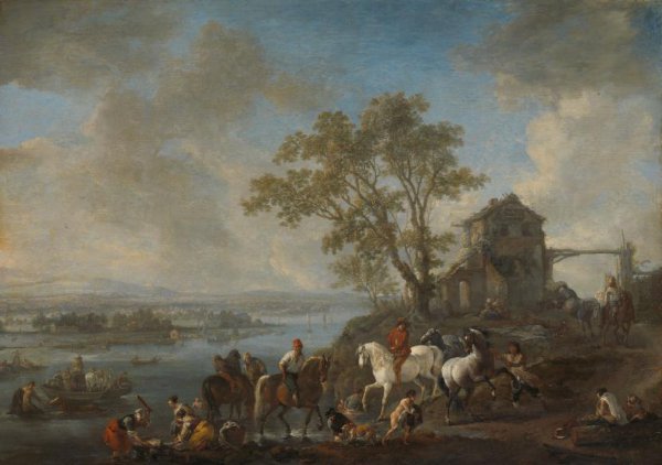 Philips Wouwerman, Horsepond on a River