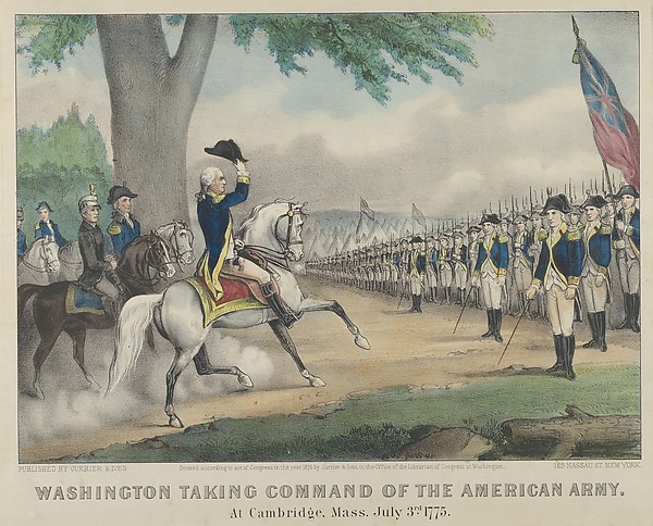 Currier & Ives, Washington Taking Command of the American Army – At Cambridge, Massachusetts, July 3rd, 1775