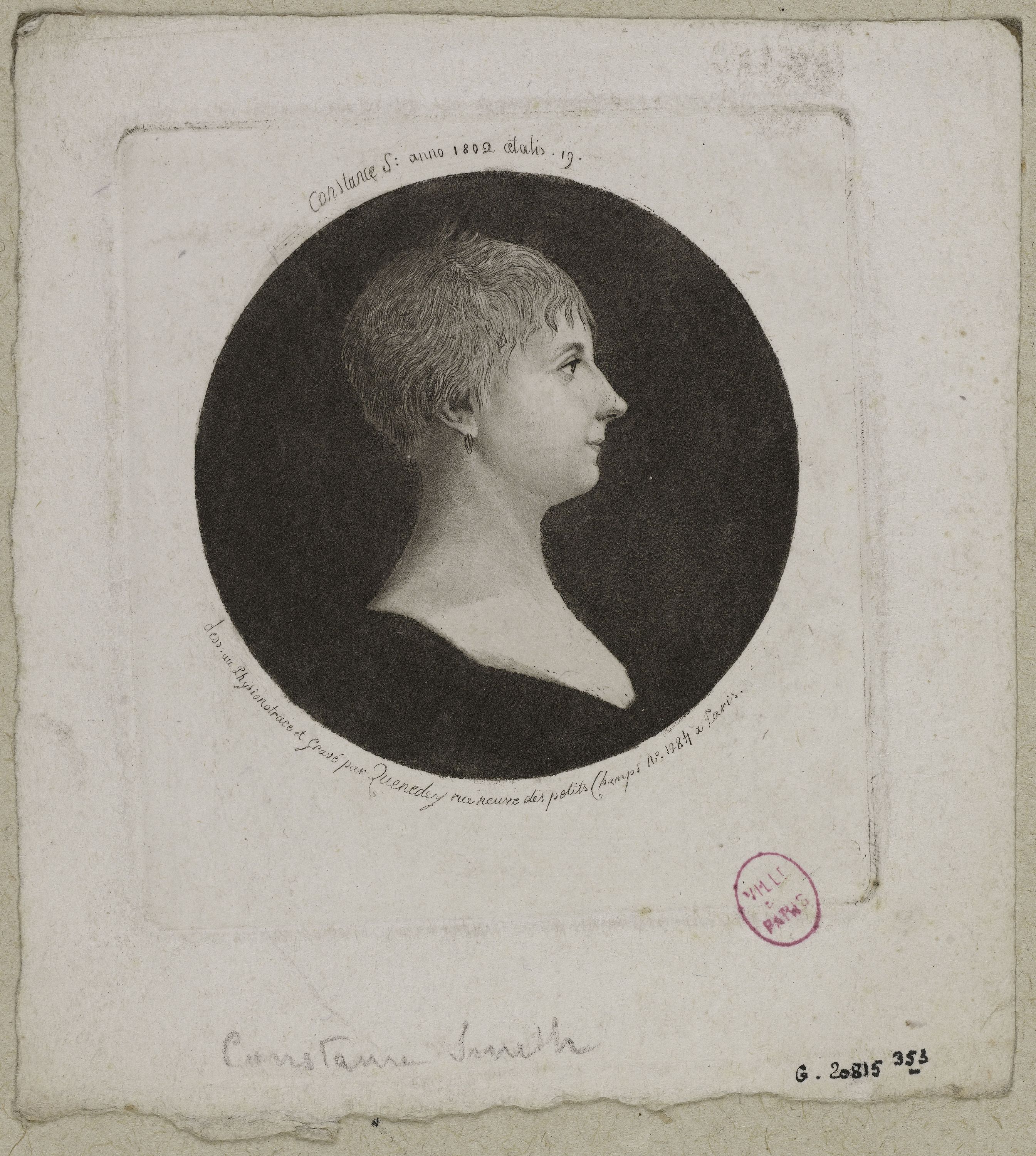 Edmé Quenedey, Portrait de Mademoiselle Constance Smith