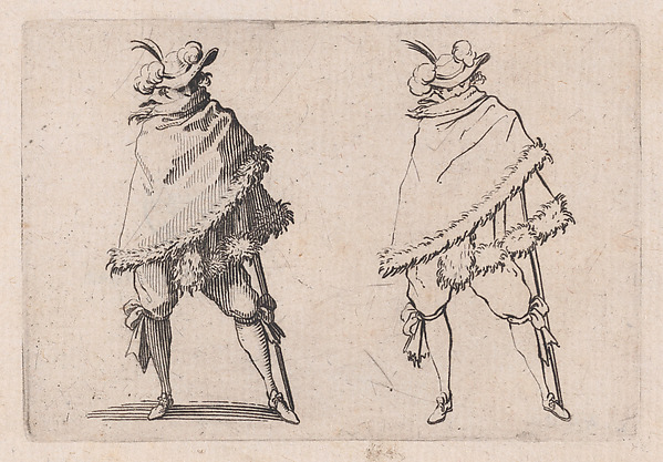 Jacques Callot, L'Homme Enroulé dans son Manteau (Man Wrapped in his Mantle), from "Les Caprices" Series B, The Nancy Set