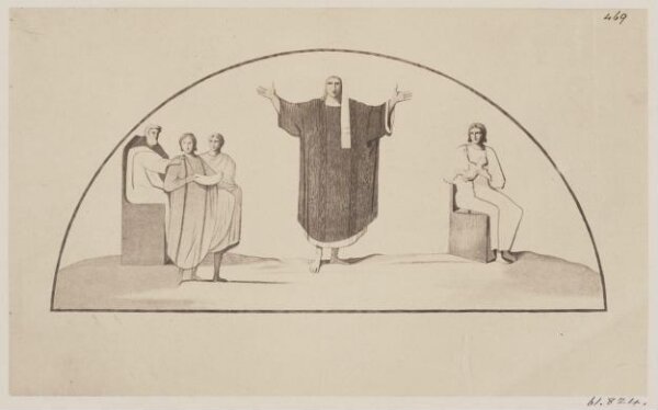 Parker, John Henry, Catacomb of SS. Thrason and Saturninus - An Orante, with an Ordination(?) on the right, and a Madonna on the left
