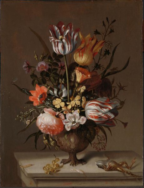 Jacob Marrel, Still Life with a Vase of Flowers and a Dead Frog