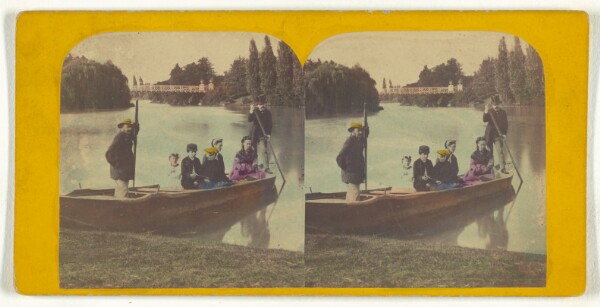 Unknown, [Family in rowboat on river, two rowers with them]