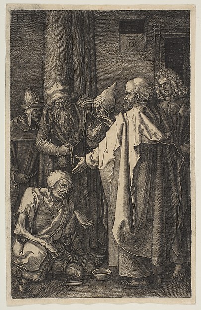 Albrecht Dürer, Saint Peter and Saint John at the Gate of the Temple, from "The Passion"