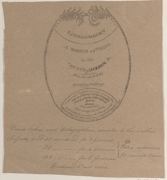 Anonymous, British, 19th century, Trade card for Surrey Lithographic Company